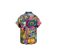 NOAGENJT Boy's Button-Down Shirts Mens Cotton T Shirts Men's Summer Independence Day Fashion Leisure Beach Digital 3D Print Butto