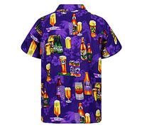 NOAGENJT Boy's Button-Down Shirts Mens Cotton T Shirts Men's Summer Independence Day Fashion Leisure Beach Digital 3D Print Butto (YB-Purple, S)