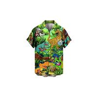 NOAGENJT Boy's Button-Down Shirts Mens Cotton T Shirts Men's Summer Independence Day Fashion Leisure Beach Digital 3D Print Butto