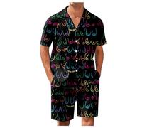 NOAGENJT Hawaiian Shirts for Men - Multicolour Floral Short Sleeve Cotton Shirts - Adult & Boys - XXL