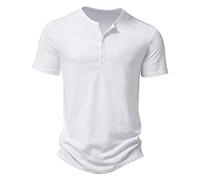 NOAGENJT Linen Shirt Men's Short Sleeve Casual Plaid Flannel Checked Button Down Shirts White