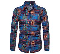 NOAGENJT White Long Sleeve Shirt Boys Mens Hawaiian Casual Fit Tropical Shirts for Men - Button Down Stag Do Beach Holiday Floral Funky Summer Fancy Dress