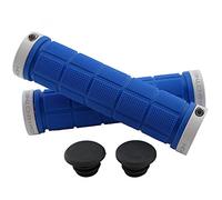 Noah And Theo NT-GP1 BLUE/WHITE Double Lock On Mountain Bike Bicycle Handlebar Grips