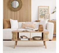 Noah Coffee Table - 110cm - Oak and Rattan