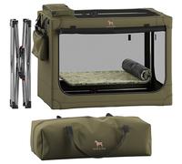 Noah & Paw Collapsible Dog Crate 30 Inches, Large Dog Crate for Large Medium Breeds, Travel Kennel for Car, Including Pet Mat for Pet Cage, 2 Storage Pockets, Handbag, 10mm Locking Zipper 30*21*21