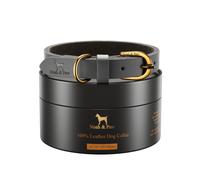 NOAH & PAW Dog Collar for Medium Dogs, Genuine Leather Medium Dog Collar with Oil-Wax Finish, Heavy Duty Metal Buckle, Unisex Colors for Gir