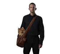 Noah & Paw Dog Sling Carrier for Small Dogs 5-18lb, Cat Carrier, Pet Sling with Adjustable Padded Strap, Vegan Leather Lined with Fur, Double Safety Feature, Machine Washable