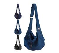 Noah & Paw Dog Sling Carrier for Small Dogs 5-18lb, Cat Carrier, Pet Sling with Adjustable Padded Strap, Premium Denim Lined with Fur, Double Safety Feature, Machine Washable