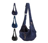 Noah & Paw Dog Sling Carrier for Small Dogs 5-18lb, Cat Carrier, Pet Sling with Adjustable Padded Strap, Premium Denim Lined with Fur, Double Safety Feature, Machine Washable