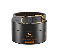 NOAH & PAW Extra Small Dog and Cat Collar, Genuine Leather Dog Collar with Oil-Wax Finish, Heavy Duty Metal Buckle, Unisex Colors for Girl and Boy, Neck Size 9"-12" (Dark Blue).