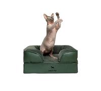 NOAH & PAW Small Dog Bed, 20x15x8 Inch, Cat Bed for indoor cats, Orthopedic Eggshell Memory Foam Infused with Cooling Gel, Waterproof Inner Cover Machine Washable (Vegan Leather Collection)
