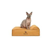 NOAH & PAW Small Dog Bed, 20x15x8 Inch, Cat Bed for Indoor Cats, Orthopedic Eggshell Memory Foam Infused with Cooling Gel, Waterproof, Machine Washable, Includes Inner Cover (Faux Leather)