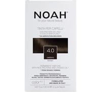 NOAH Permanent Hair Dye 4.0 Brown - Ammonia-Free Hair Colour with Linseed Oil & Rice Proteins - Nourishing, Long-Lasting & Grey Coverage - Complete Hair Colour Kit - 140ml