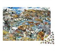 Noahs Ark Animal Scene 1000 Piece Jigsaw Puzzles Dense Animal Collage Scene for Adults Educational Game Beautiful Decoration Difficult Challenging Birthday Gifts 38x26cm/1000pcs