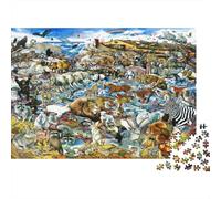 Noahs Ark Animal Scene 1000 Pieces Jigsaw Puzzles for Adults & Teens, Thick Non-Reflective Paper, Dense Wild Animal Group, Fun Brain Teaser, Mental Workout for Concentration & Memory 52x38cm/1000pcs