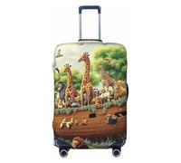 Noah's Ark Animal World Elastic Travel Luggage Cover Suitcase Protector, Print Suitcase Baggage Cover Anti-Scratch