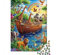 Noahs Ark Animals 1000 Piece Jigsaw Puzzle Paper for Adults Rainbow Nature Scene Puzzle Game for Family Relaxation Gift 52x38cm/1000pcs