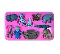 Noah's Ark Animals Elephant Hippo Lion Monkey Silicone Mould Mold for Cake Decorating Cake Cupcake Toppers Icing Sugarcraft Tool by Fairie Blessings