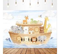 Noah's Ark Baby Shower Cute Cartoon Blue Backdrop 5x3ft Party Decorations | Ocean Lovely Photography Decorations Banner Photo Booth Studio Prop Fabric