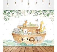 Noah's Ark Backdrop 7x5ft Baby Shower Party Decorations | Boho Eucalyptus Leaves Cartoon Birthday Photography Decorations Banner Photo Booth Studio Prop Fabric
