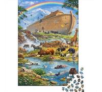 Noahs Ark Jigsaw Puzzle for Adults 1000 Piece Jigsaw Puzzle Animal Gathering Puzzle Game for Family Relaxation Home Decor 38x26cm/1000pcs