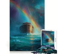 Noah's Ark Under A Rainbow Jigsaw Puzzles for Adults1000 Pieces Recall Upgrade Peaceful Time Tight Cut Santa Wish List (38x52cm)
