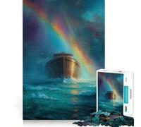 Noah's Ark Under A Rainbow Jigsaw Puzzles for Adults1000 Pieces Recall Upgrade Peaceful Time Tight Cut Santa Wish List (38x52cm)
