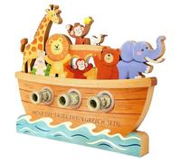 Noahs Ark Wooden Toy, Wooden Educational Balancing Ark Stacking Toy, Montessori Toy, Develops Creativity, Christening Gifts for Girls Boys, Baby Gifts for Birth Communion Birthday