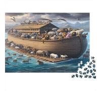 NoahsArkBiblicalScene 1000 Piece Jigsaw Puzzles Noah's Ark with Animals for Adult Educational Games Beautiful Decoration Challenge High Difficulty Birthday Gifts 70x50cm/1000pcs