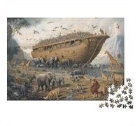 NoahsArkFloodScene 1000 Piece Noah's Ark Sturdy Cardboard Puzzle for Puzzle Enthusiasts Friends Gathering Staycation Entertainment Holiday Pastime 38x26cm/1000pcs