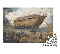 NoahsArkFloodScene 1000 Pieces Jigsaw Puzzle for Adults & Kids 12+, Premium Cardboard, Noah's Ark And Animals, Educational Family Activity, Improves Memory & Problem-Solving Skills 38x26cm/1000pcs