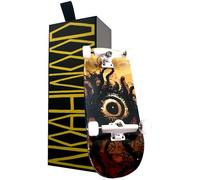 NOAHWOOD 2024 Gift PRO Fingerboard Complete (5-Layer Colour Maple Wooden Pro Concave 34.5 x 98mm Handmade Deck + 34mm White Prince1G White Trucks + Crown Wheels ii) Eye