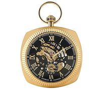 NOALED Antique Black/Silver/Gold Mechanical Pocket Watch Unique Square 30cm Snake Chain Hand Winding High Graded Clock