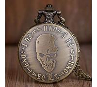 NOALED Pocket Watch Bronze Quartz Pocket Watches Skull Head Clock Death Note Watch Fob Chain Unisex Pendant for Men Women