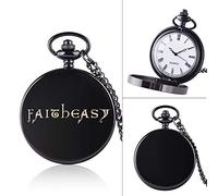 NOALED Pocket Watch Classic Cool Quartz Pocket Watches with Silver Necklace Chain Best Gifts for Children Souvenir (Black)