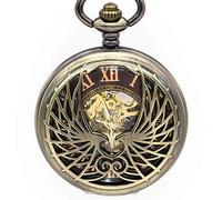 NOALED Pocket Watch Drop Shipping Fashion Retro Bronze Rose Gold Roman Numeral Display Mechanical Double Bird Logo Hollow Carving Pocket Watch Gift