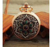NOALED Pocket Watch Gold Palace Bohemian Love Heart Red Pocket Watches Sweater Vintage Turkish Pocket Watch Pendant Necklace (C)