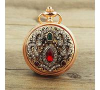 NOALED Pocket Watch Gold Palace Bohemian Love Heart Red Pocket Watches Sweater Vintage Turkish Pocket Watch Pendant Necklace (A)