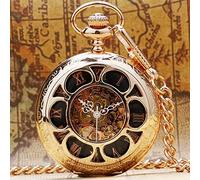 NOALED Pocket Watch Man Watches Rose Gold Dress Mechanical Pocket Watch Hand Winding Women Men Gifts Steel Pendant with Fob Chain