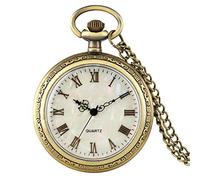 NOALED Pocket Watch Shell Dial Pocket Watch Necklace Vintage Quartz Pendant Watch Female Slim Thick Chain Gift (Silm)
