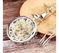NOALED Pocket Watch Vintage Necklace Steampunk Skeleton Mechanical Fob Watches Clock Pendant Hand-Winding Men Women Chain Gift (3)
