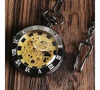 NOALED Pocket Watch Vintage Necklace Steampunk Skeleton Mechanical Fob Watches Clock Pendant Hand-Winding Men Women Chain Gift (4)