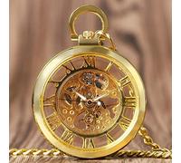 NOALED Pocket Watch Vintage Watch Necklace Steampunk Skeleton Mechanical Fob Clock Pendant Hand-Winding Men Women Chain Gift (6)