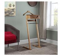 NOALED Suit Stand Hangers For Men Free Standing Clothes Rack With Removable Tray Wooden Suit Valet Stands With Metal Shoes Shelf For Women