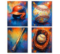 Noaleviax Graffiti Baseball Poster Set - Baseball Graffiti Theme Decor, Cool Posters Pictures Wall Art for Boys Men Cave Bathroom Home Office Cabin Decor, 8x10 Unframed, Set of 4