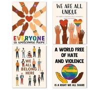 Noaleviax Pride All Art Poster Set - LGBTQ Pride Theme Wall Decor, Diversity Gay Queer Lesbian Pictures Wall Art for Classroom Bathroom Home Office Cabin Decor, 8x10 Unframed, Set of 4