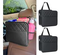 Noaman 2 Pack PU Leather Car Seat Storage Organizer with 3 Pockets Backseat Car Organizer 2 in 1 Car Trash Bag Can 8 Liters Large Capacity Multifunction Car Essentials interior Accessories Black