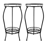NOAMOO Metal Plant Stand 2 Tier Indoor Outdoor, 2 Pack Tall Flower Pot Shelf Rustproof Stable Heavy Duty Corner Stand, 28 inch Multiple Plant Display Rack for Living Room Patio Balcony Garden