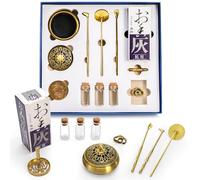 Noamus 12 Pcs Incense Burner Kit, Brass Powder Ash Making Set with Censer, Chinese Incense Art Mold Press Tool, Home Fragrance Holder in Gift Box for Relaxation, Meditation, Yoga, Aromatherapy