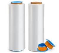 Noamus 2 Pack Clear Stretch Wrap, 18" x 1000 Feet Heavy Duty Film with Handle, 80 Gauge Plastic Shrink Film Roll, Self-Adhering Industrial Strength Moving Wrap for Pallet Packing, Shipping, Storage